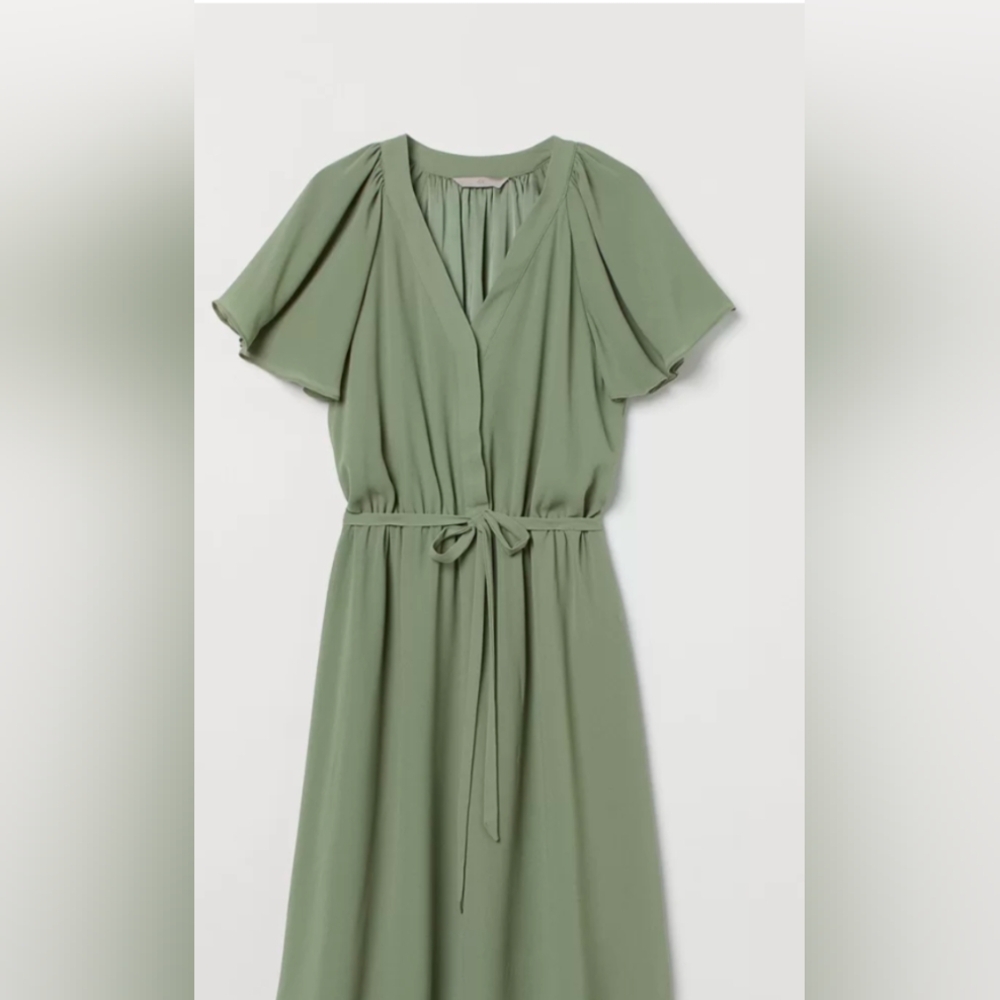 H&M Green V-Neck Dress